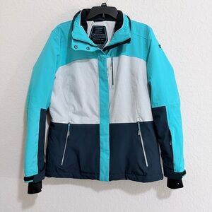 Killtec Snow Ski Jacket Womens Blue/White Zip No Hood Waterproof Windproof Sz 10